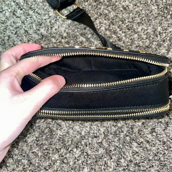 NWT $159 Valentino Orlandi Black Crossbody Bag with Gold Studs and Guitar Strap - Picture 7 of 9